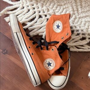 Converse High Top Sneakers Orange with Black Laces